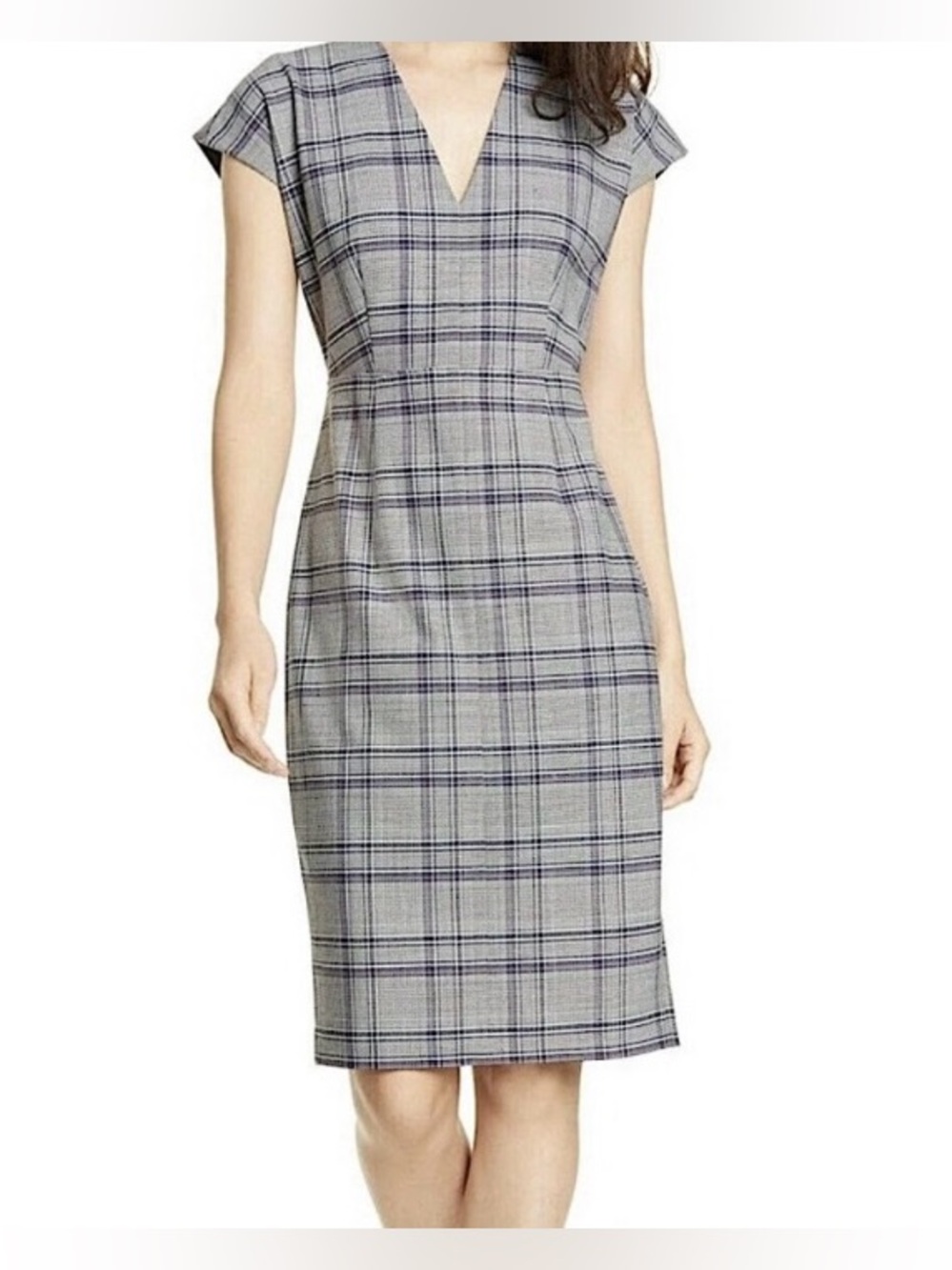 NWOT Lewit Wool Plaid Sheath Dress